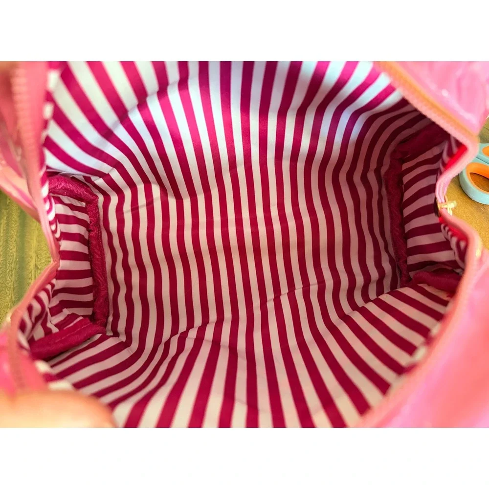 Trina Turk Palm Vibes Cosmetic Case Leaf Print Makeup Bag Pouch Pink Green NWT